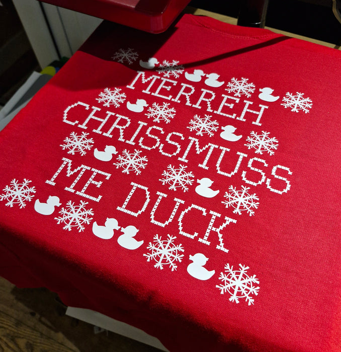 Merreh Chrissmuss, me Duck! snowflake Jumper or T-shirt