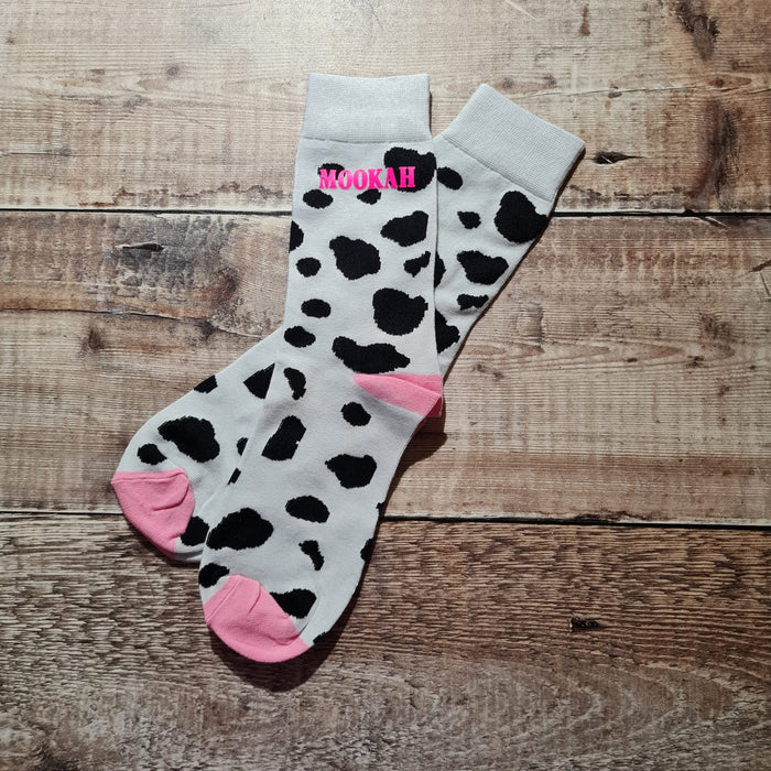 Mookah pink cartoon cow print socks