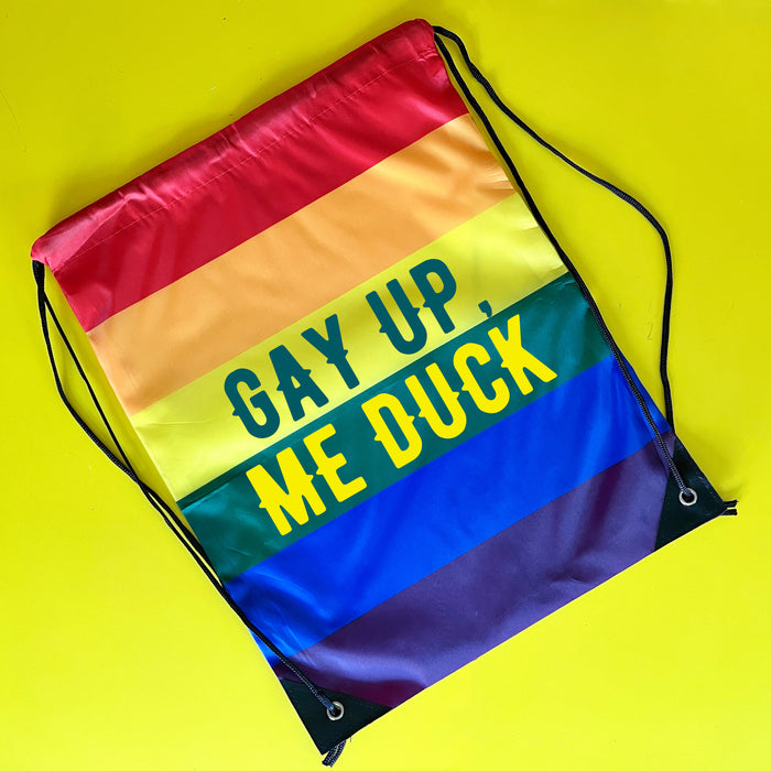 Rainbow Nylon Sports Bag - Gay Up, Me Duck!