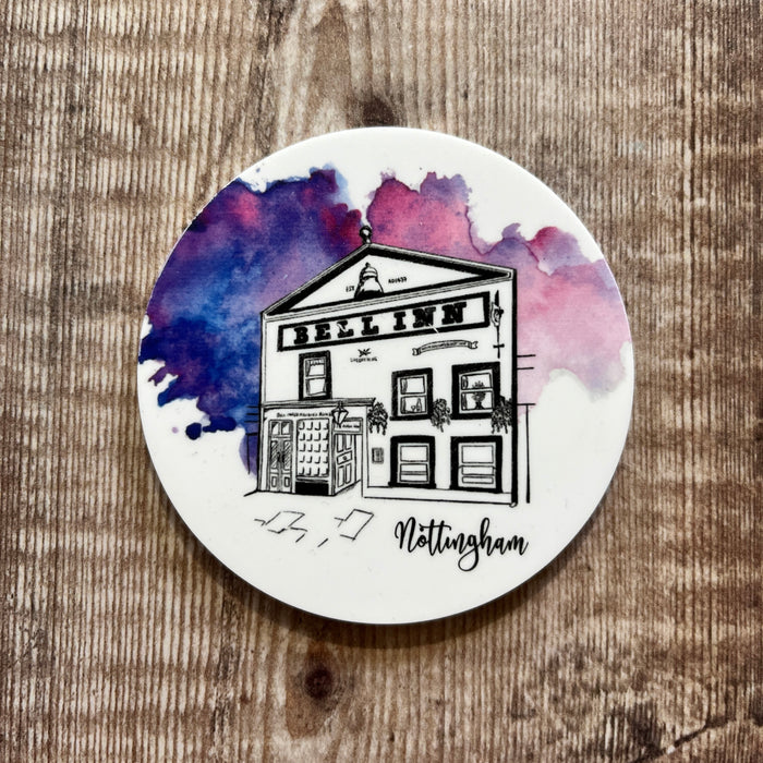 The Bell Inn acrylic fridge magnet circular